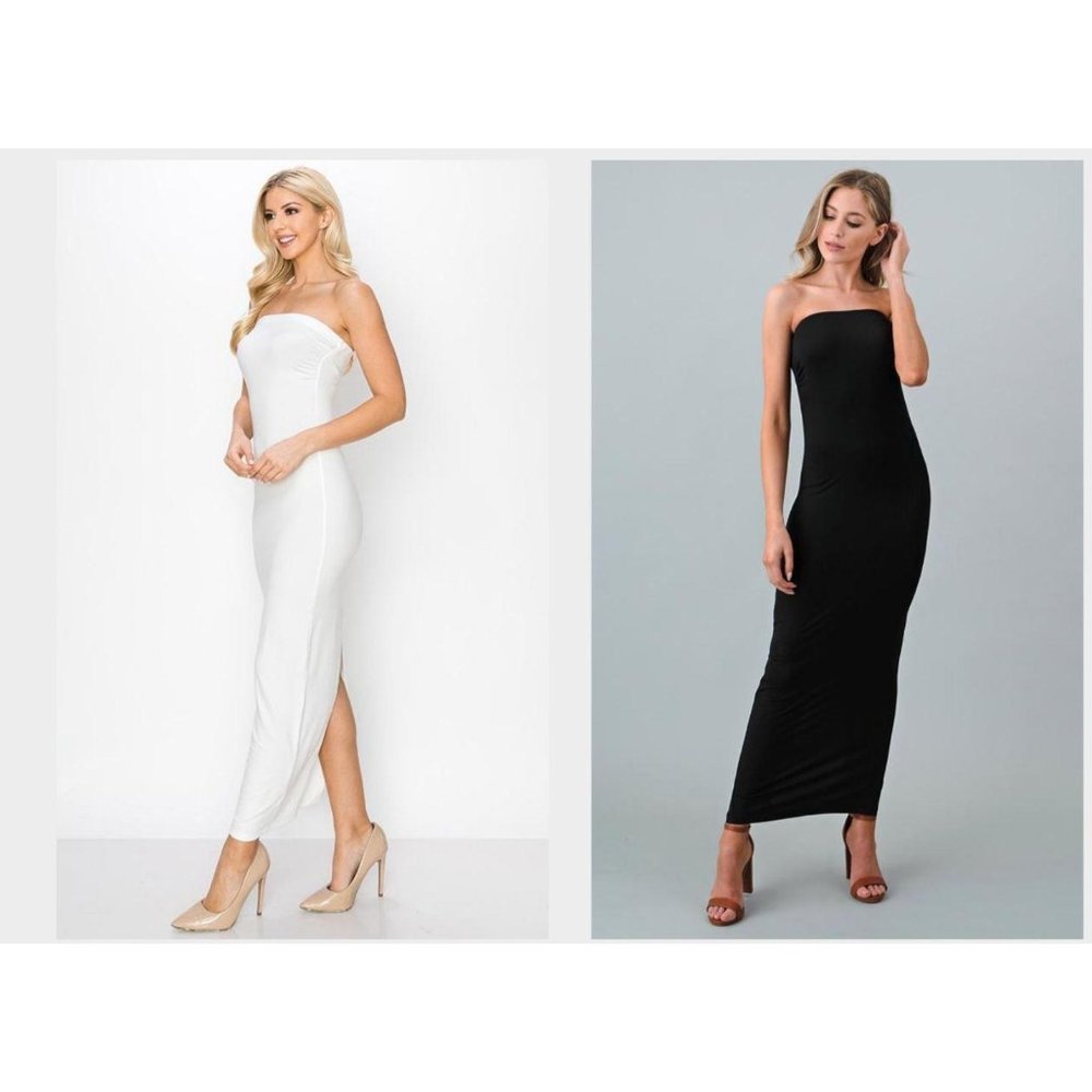 Tube Top Maxi Dress-Black & White Combo